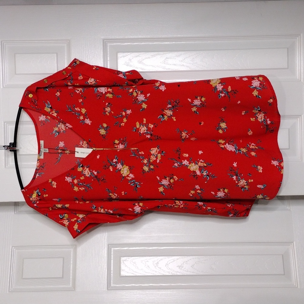 Speed Limit MPH Red Floral Blouse NWT 2X